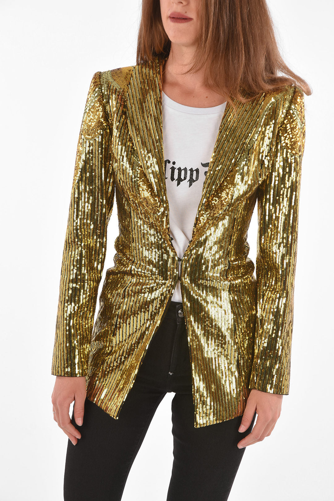 Philipp Plein 3300~COUTURE Sequin Blazer with Shawl Lapel