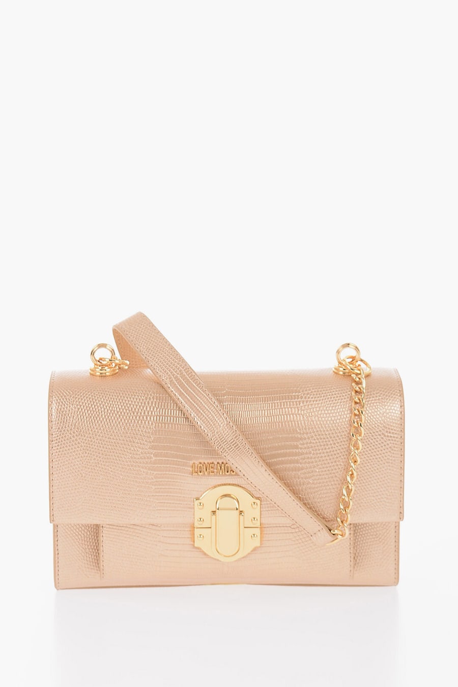 Moschino 3300~LOVE Lamé Faux Leather Shoulder Bag