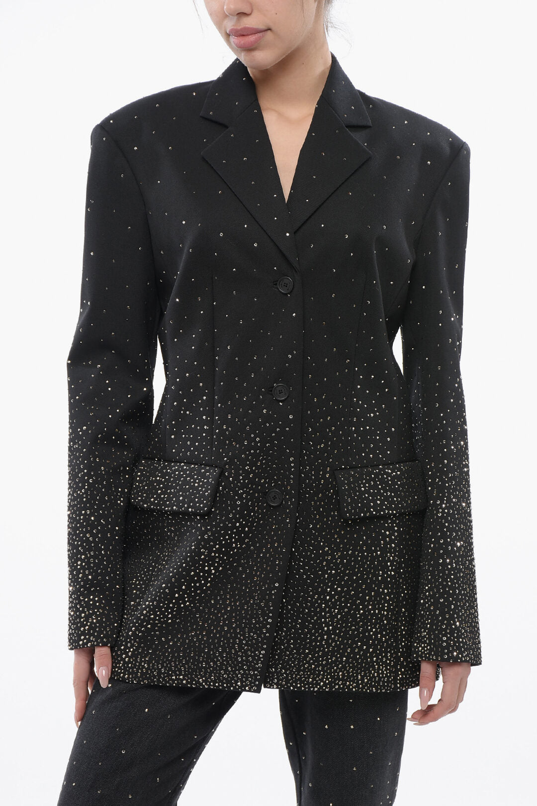 Off-White 3500~3-Button Blazer BLING in Wool with Degradè Crystals