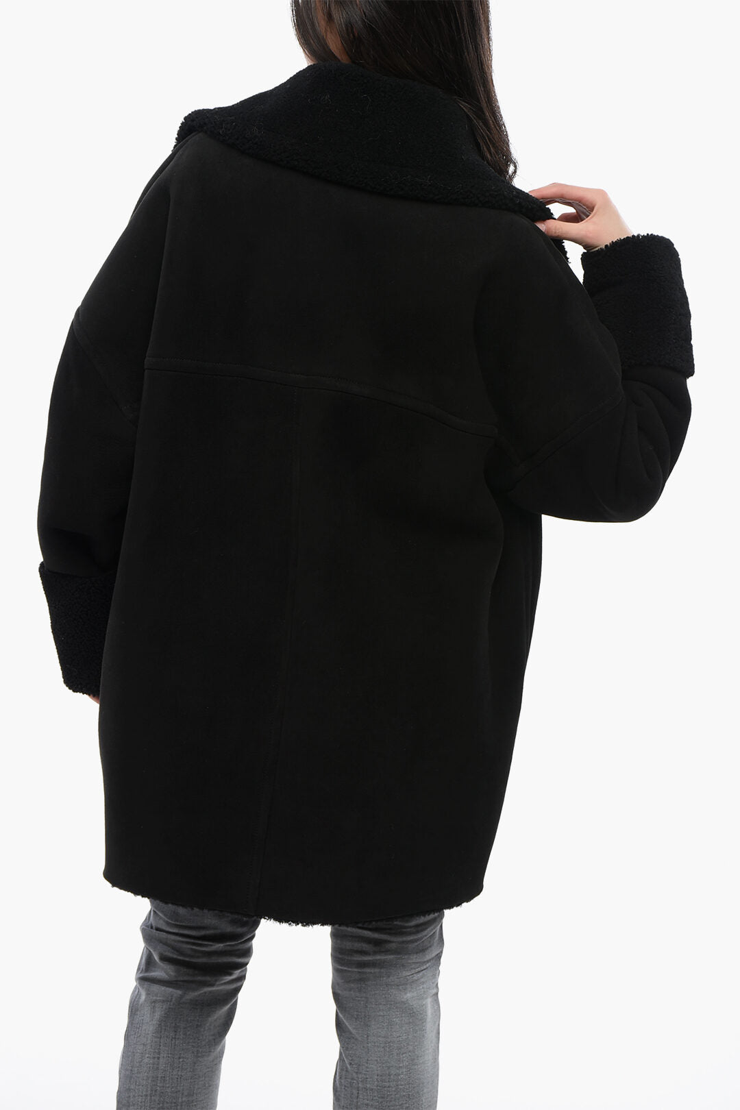 Dsquared2 3500~3-Button Shearling Coat with Patch Pockets, view 2