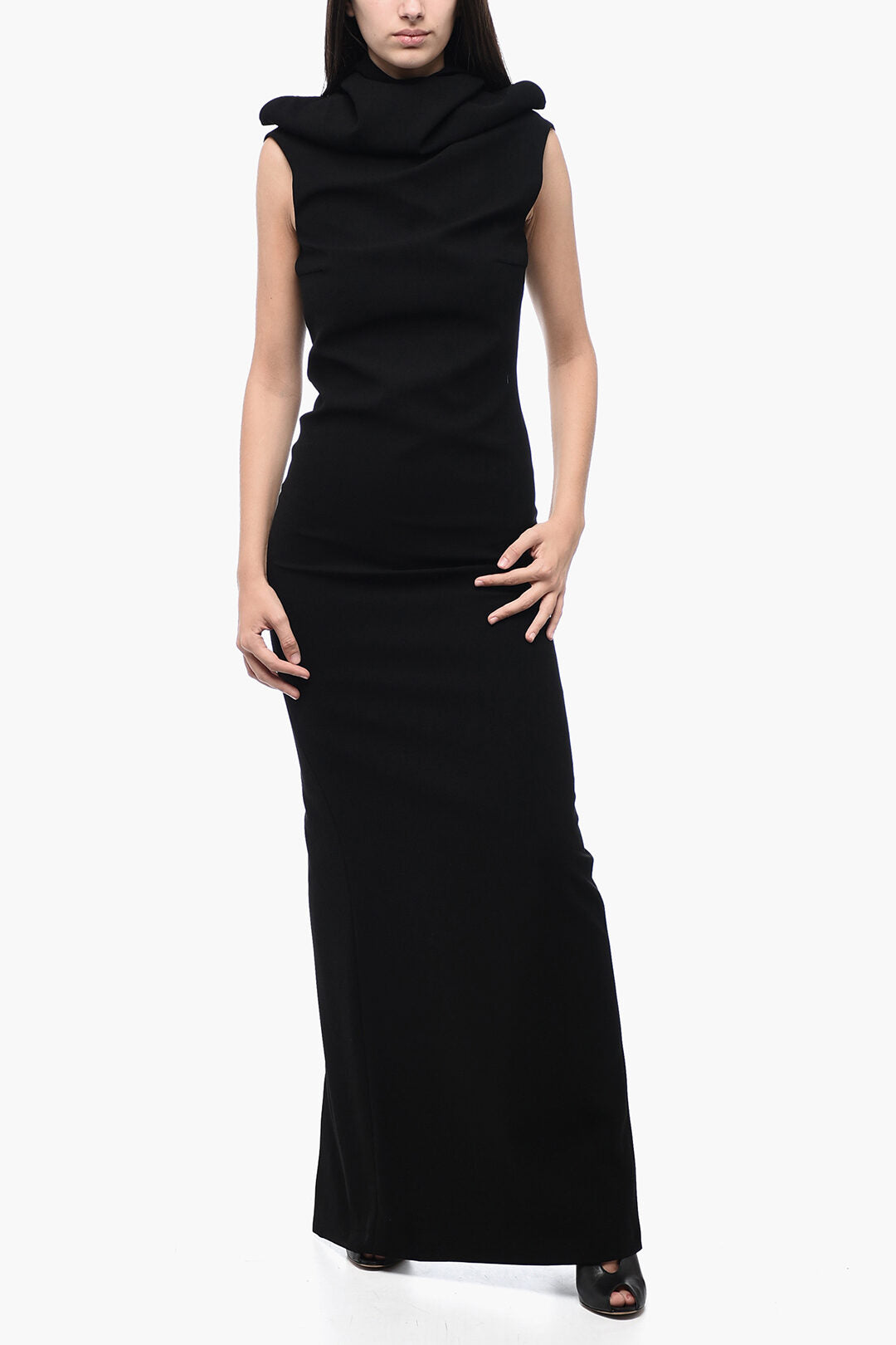 Mônot 3500~Bare-Back Sheath Dress with Hood and Back Slit