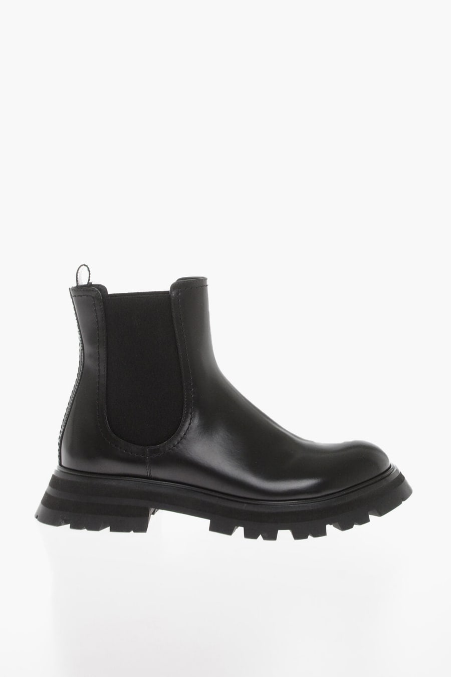 Alexander McQueen 3500~Brushed Leather Chelsea Boots with Lug Sole, view 3