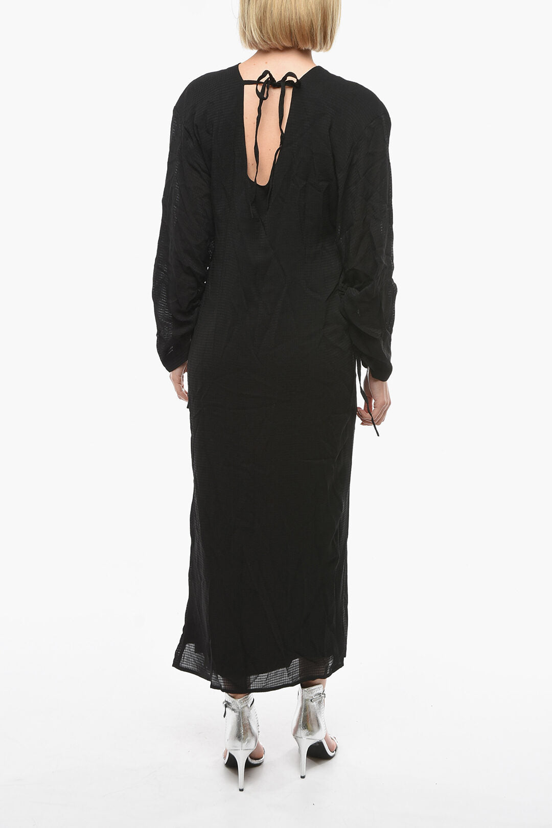 Birgitte Herskind 3500~Checked Maxi Dress RYAN With Flutter Sleeve And V-Neck, view 2