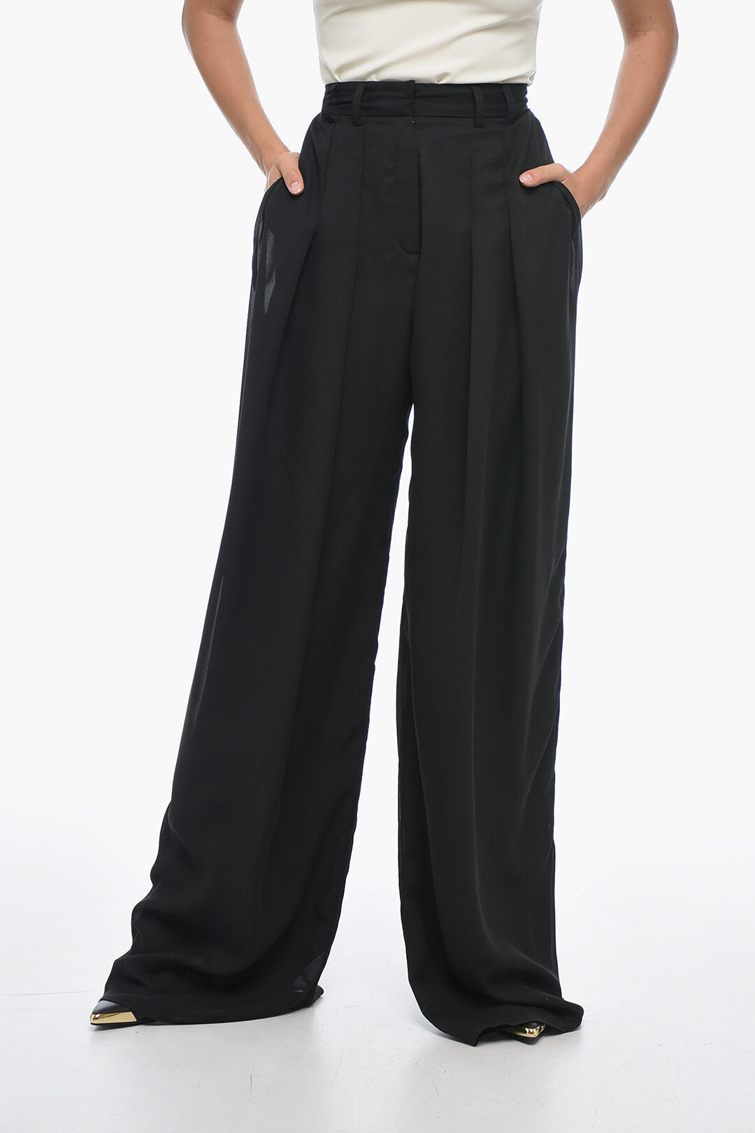 Mônot 3500~Chiffon Palazzo Pants with Two Pleats