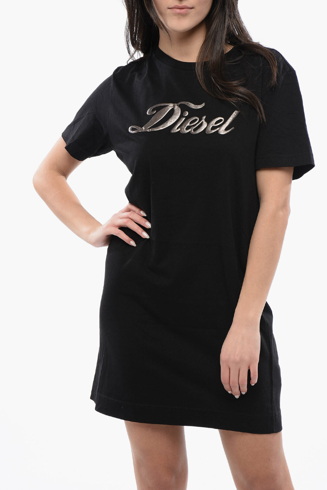 Diesel 3500~Cotton T-shirt Dress D-EGOR with Embossed Logo, view 2