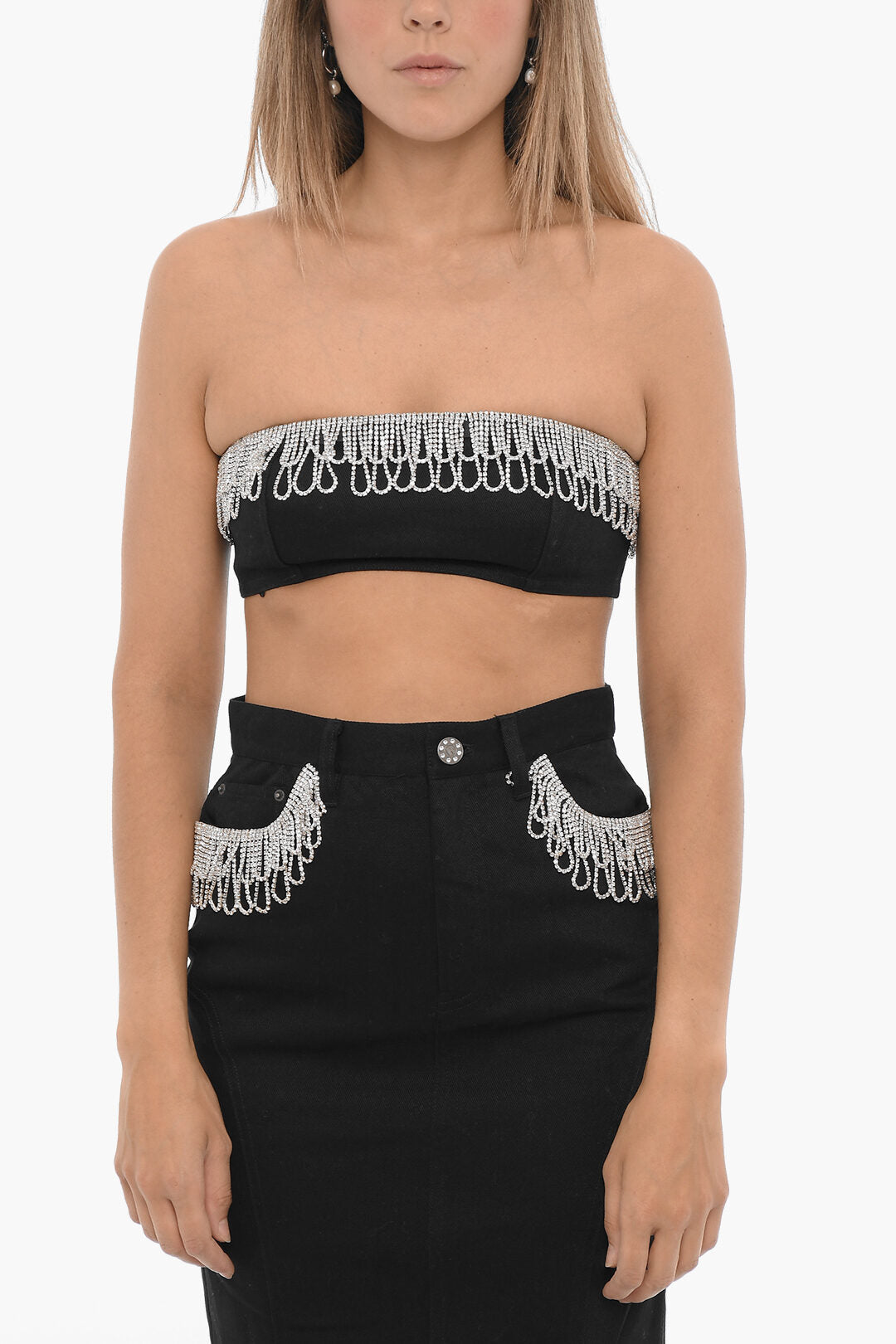 Rotate 3500~Cotton Twill Bandeau Top With Jewelry