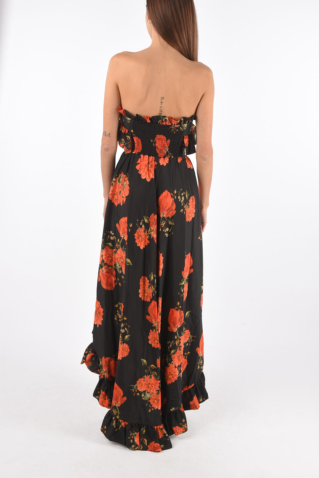 Philipp Plein 3500~COUTURE Silk Strapless Dress APPEAL floral print sweetheart neckline, view 2