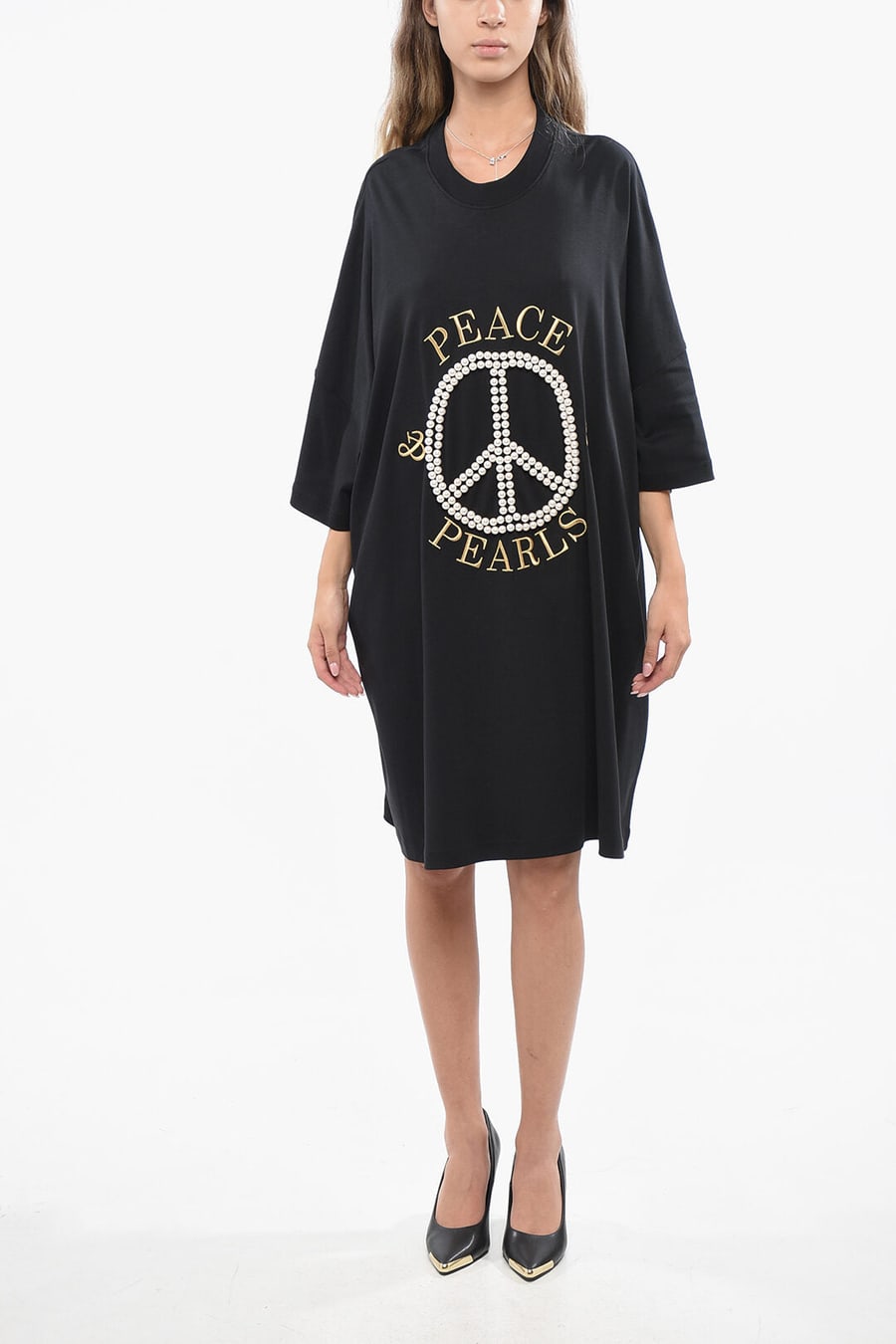 Moschino 3500~COUTURE! Oversized Cotton Tee Dress with Beads