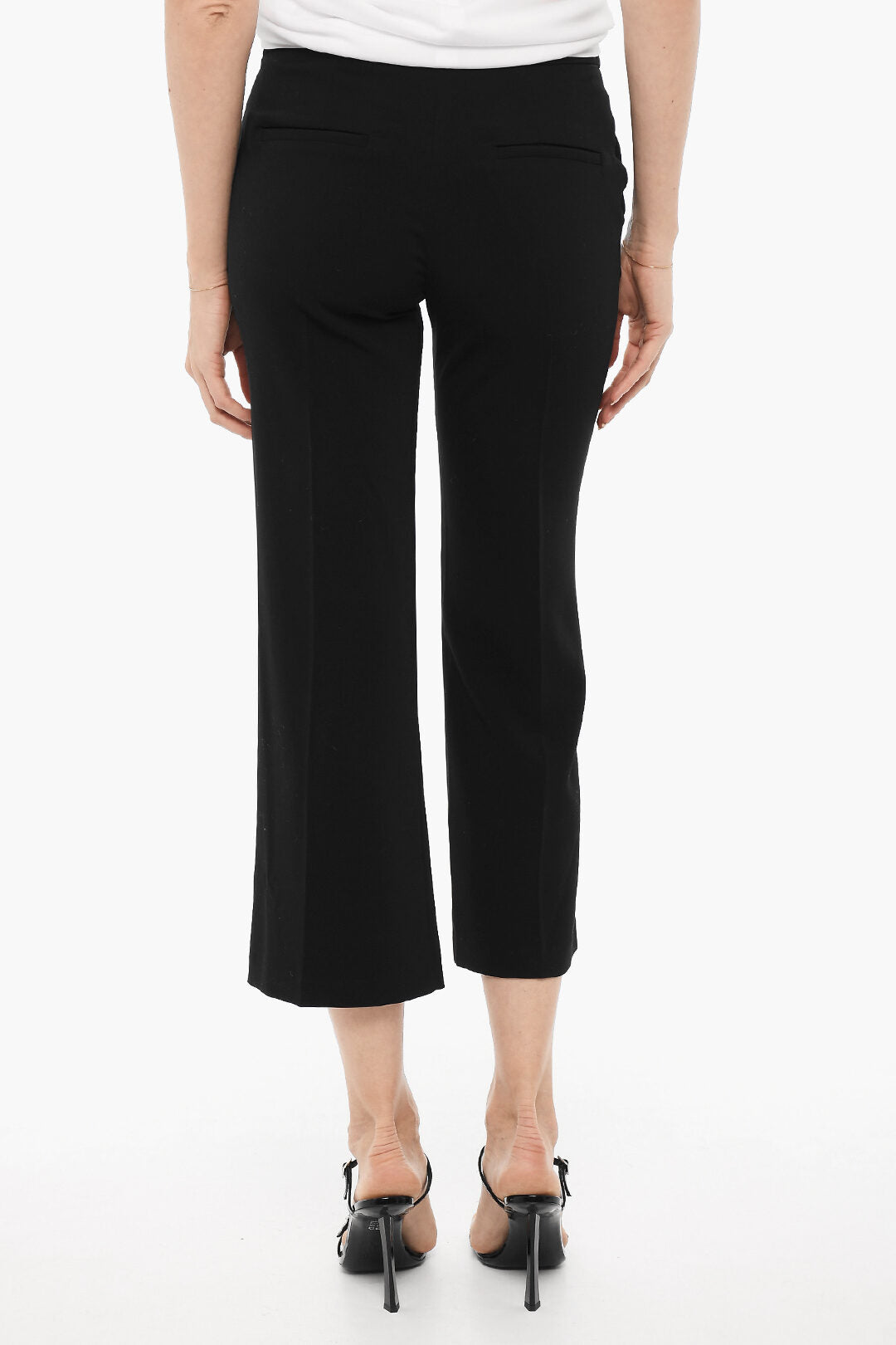 EDRA 3500~Cropped Straight-Leg Trousers with Side Closure