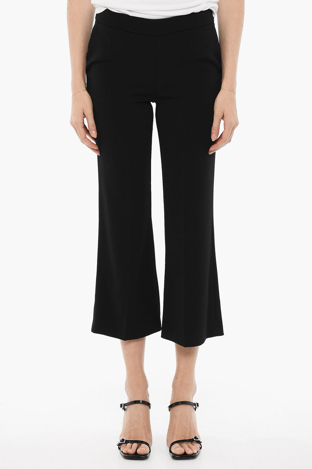 EDRA 3500~Cropped Straight-Leg Trousers with Side Closure