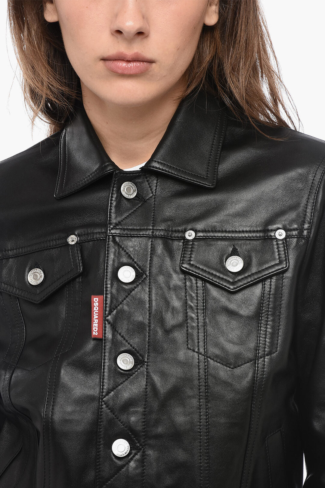 Dsquared2 3500~Cropped-Fit Eco-Leather Overshirt