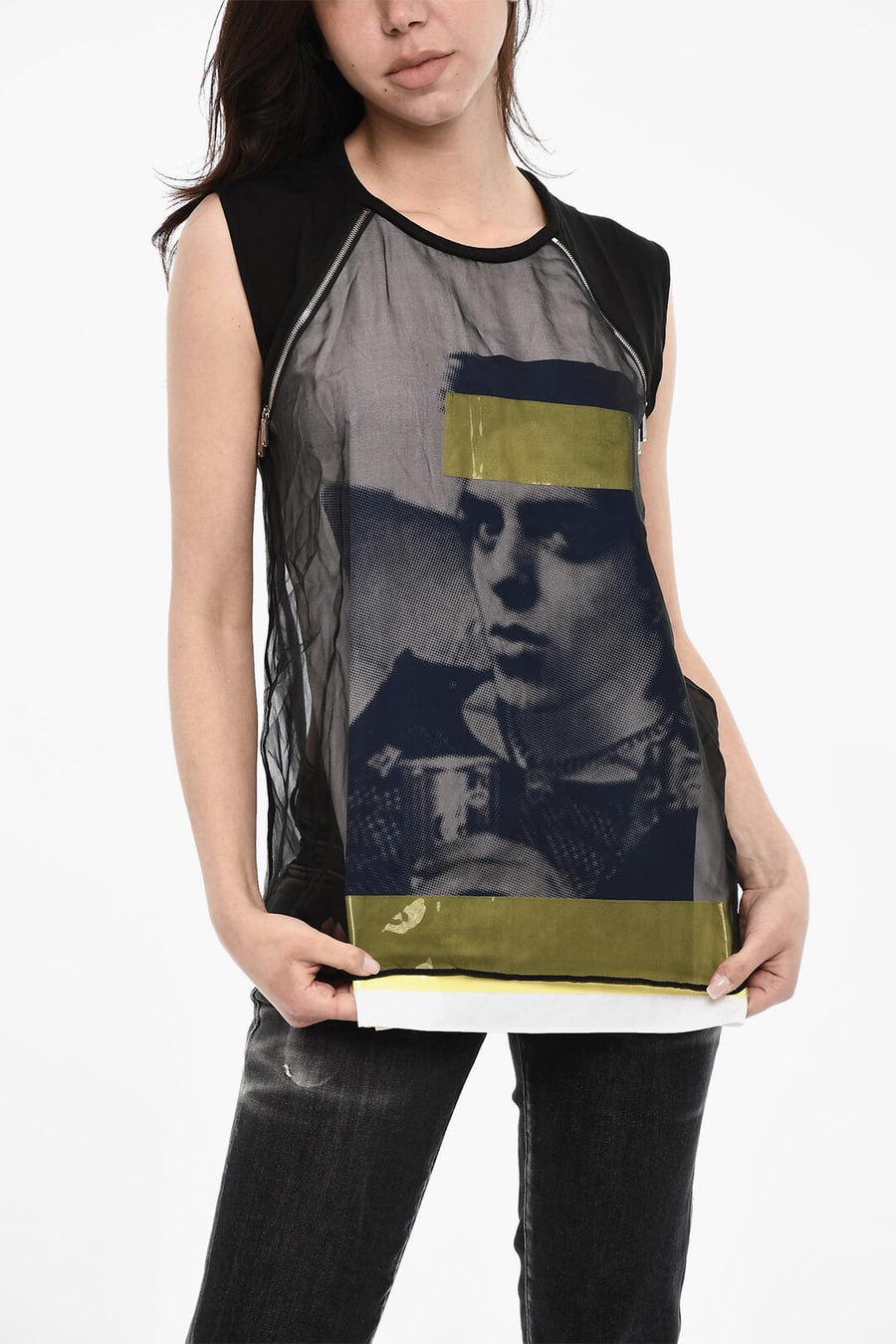 Dsquared2 3500~Double-Fabric Top with Zip