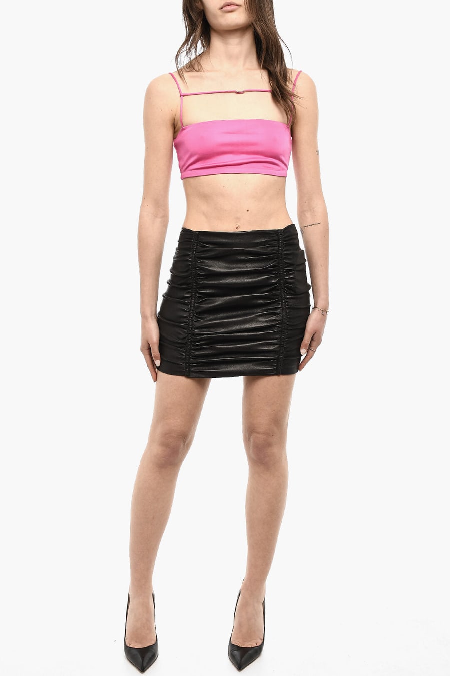 Dsquared2 3500~Draped Leather Skirt, view 4