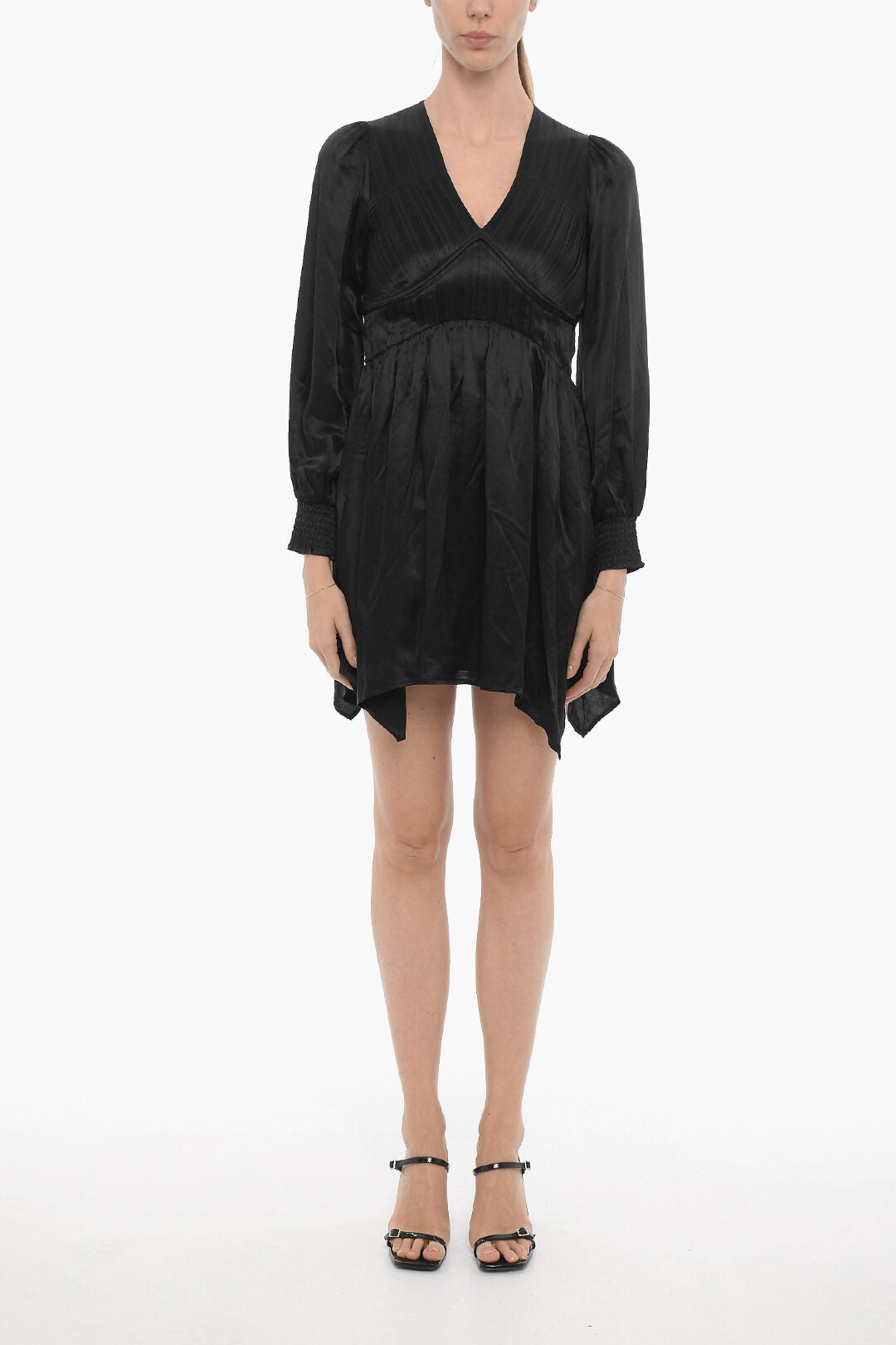 AllSaints 3500~Empire-Style Satin Dress ESTA with Ruching