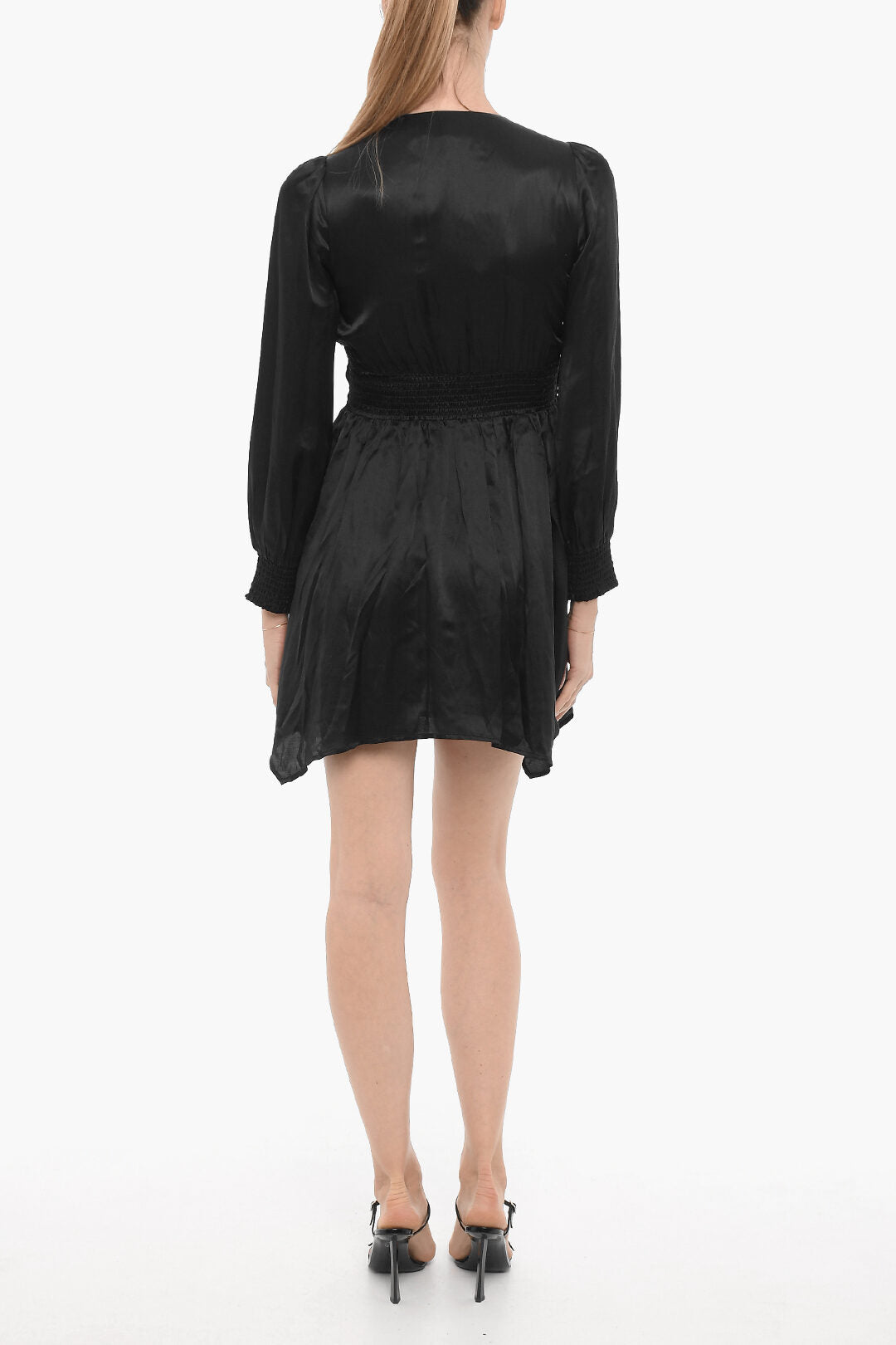 AllSaints 3500~Empire-Style Satin Dress ESTA with Ruching, view 2