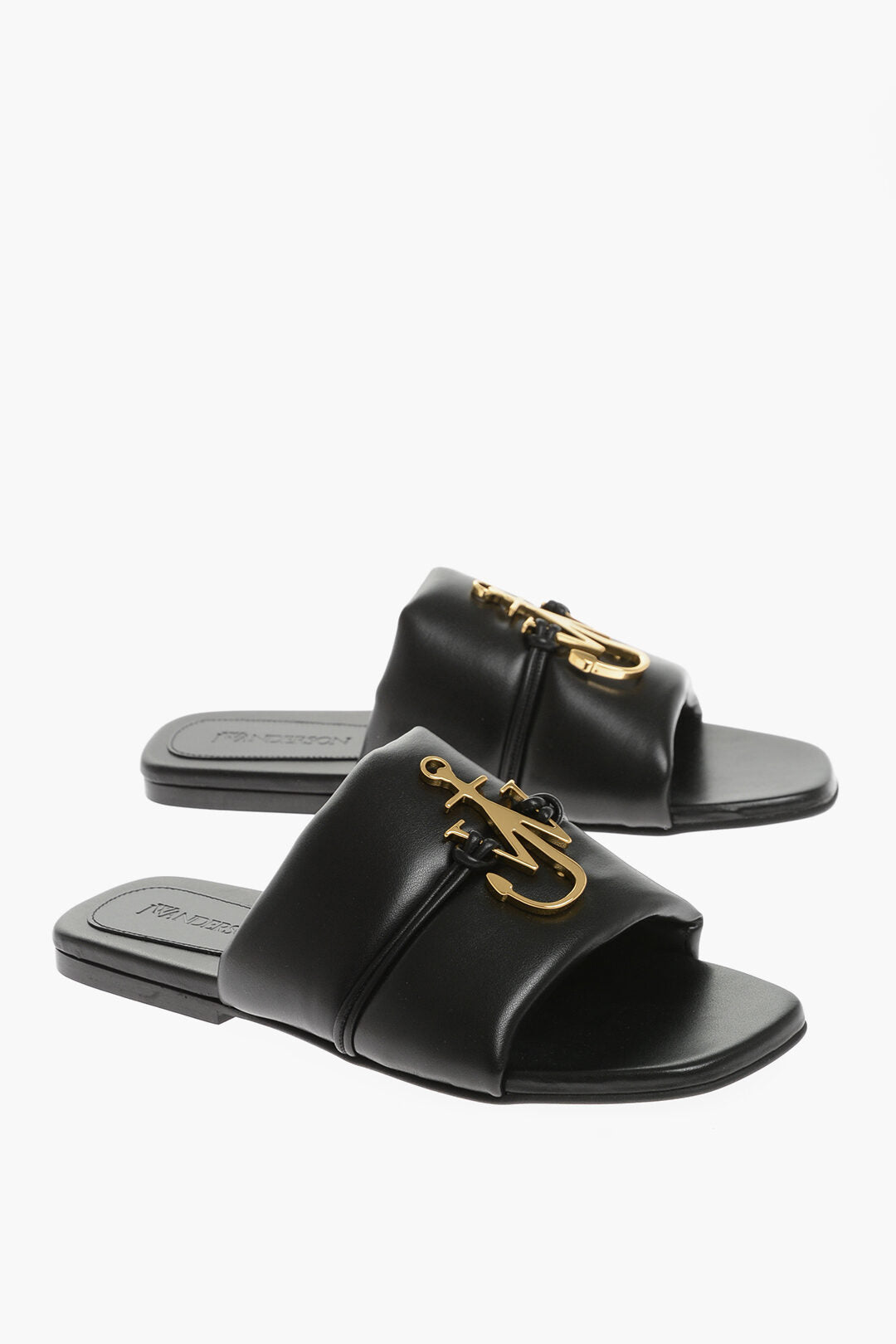 JW Anderson 3500~Faux-Leather Solid Sandals with Gold Detail