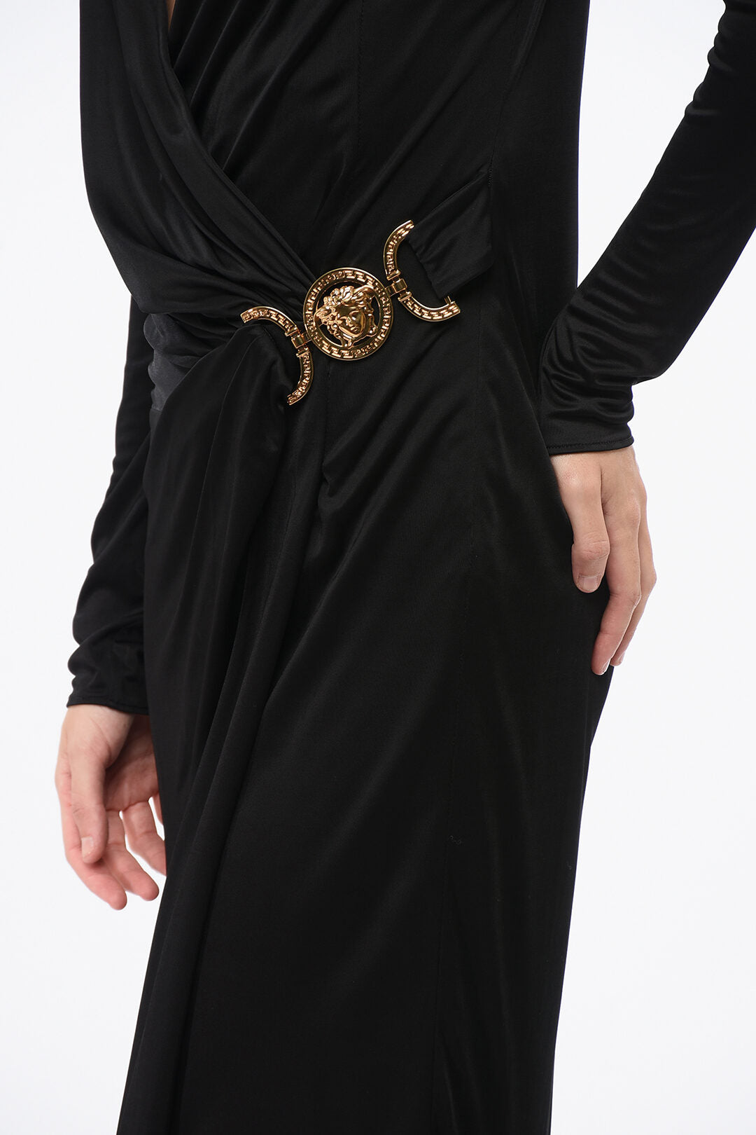 Versace 3500~Fitted Crepe de Chine Dress with Deep V-Neck