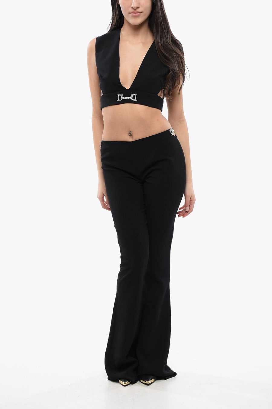 Dsquared2 3500~Flared-Fit Pants with Jewel Detail, view 2