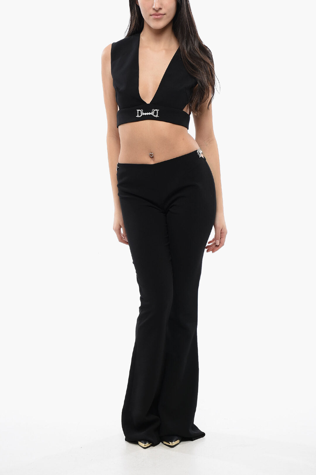 Dsquared2 3500~Flared-Fit Pants with Jewel Detail, view 2