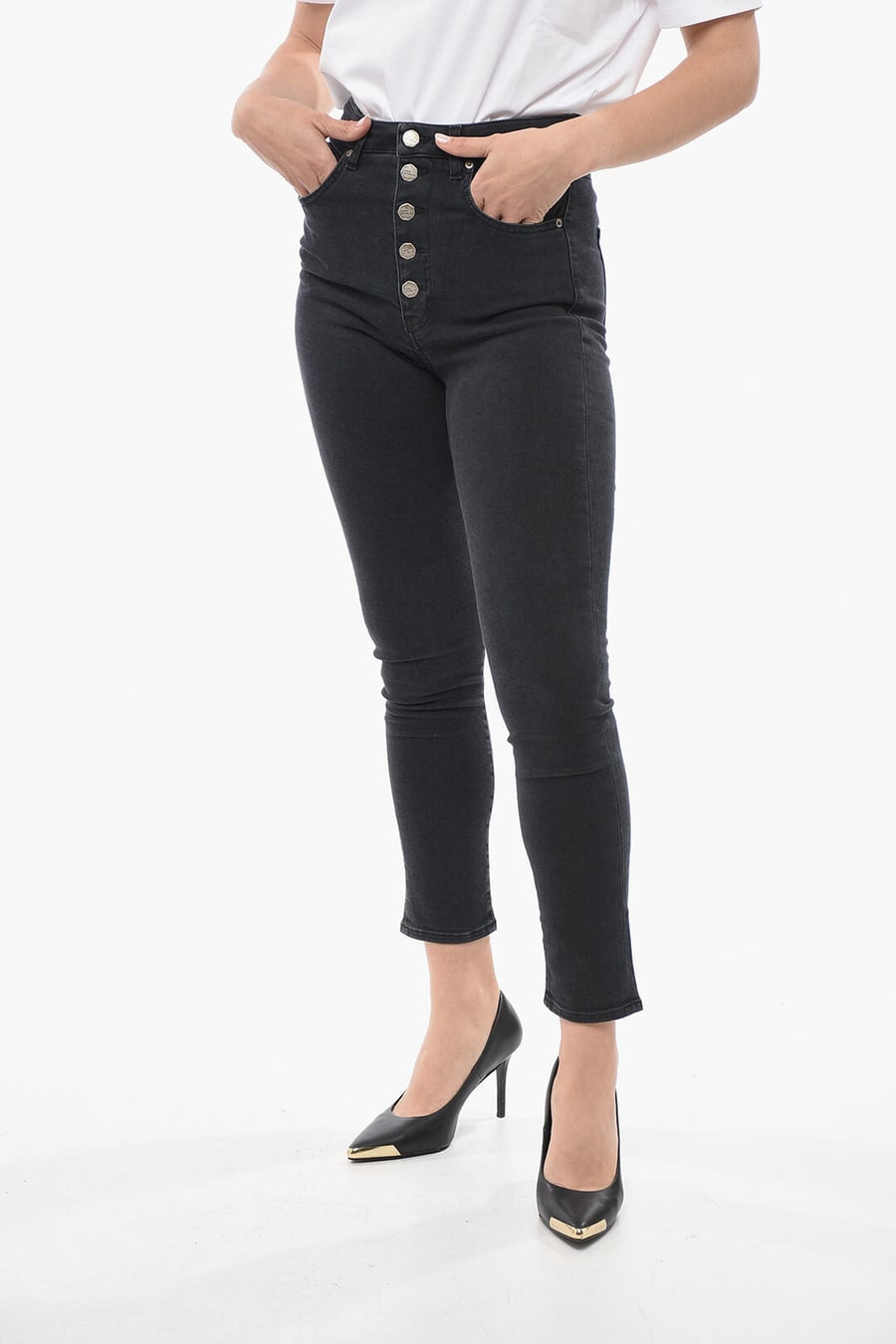 Compagnia del Denim 3500~Jeans Slim Fit FELIZ High Waist with Logo Buttons 13,5cm