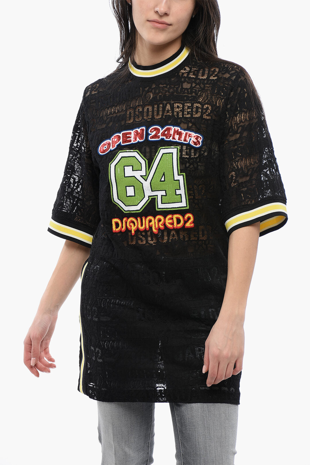 Dsquared2 3500~Lace Maxi T-Shirt 24HRS with Embroidered Logo