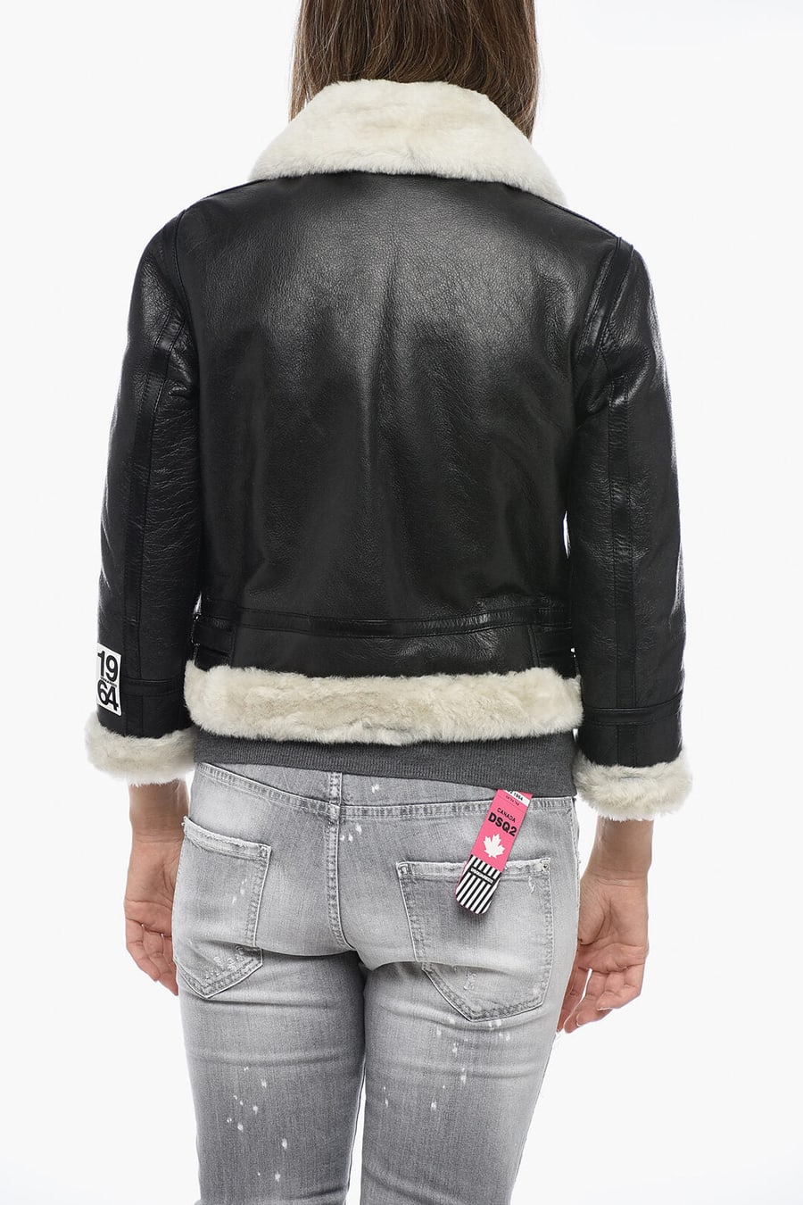 Dsquared2 3500~Leather Jacket with Shearling Details, view 2