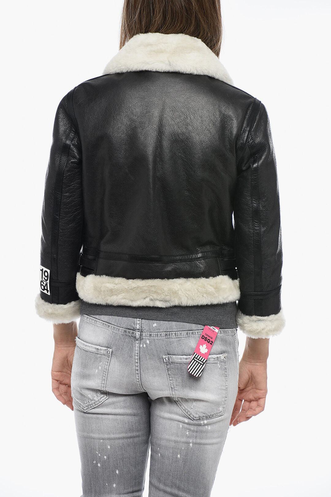 Dsquared2 3500~Leather Jacket with Shearling Details, view 2