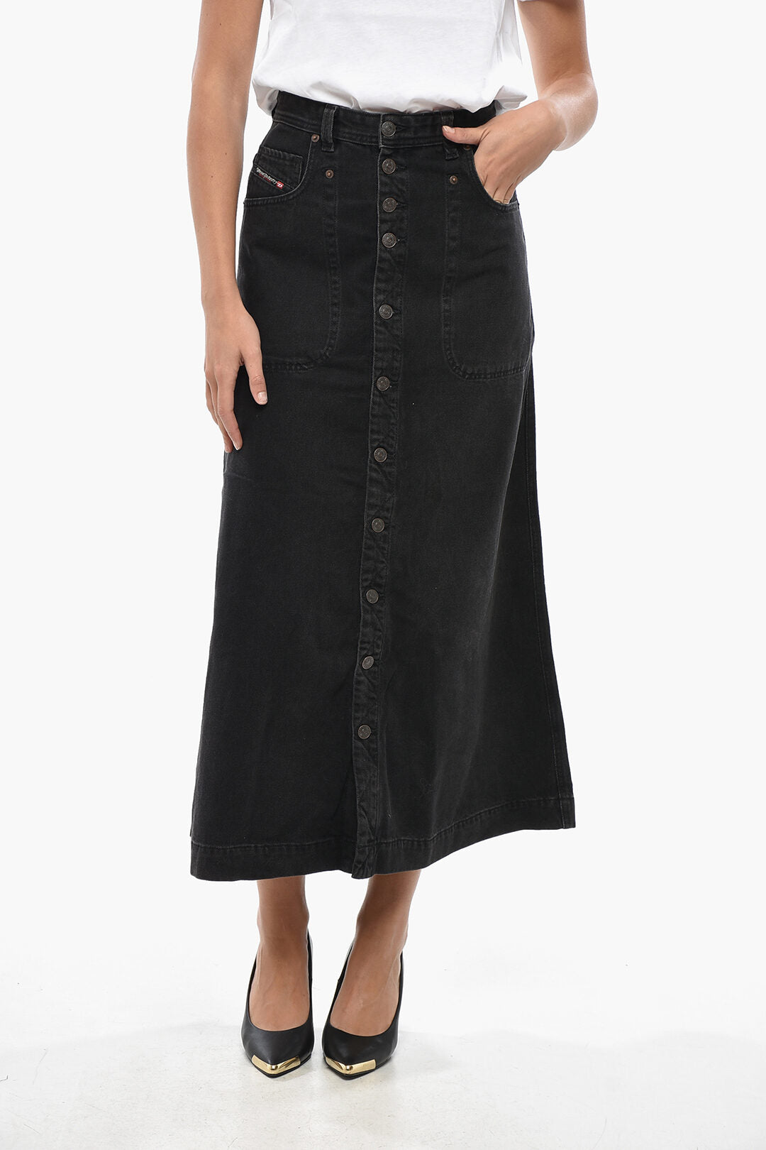 Diesel 3500~LIBRARY Denim Skirt ALBUS with Front Buttoning