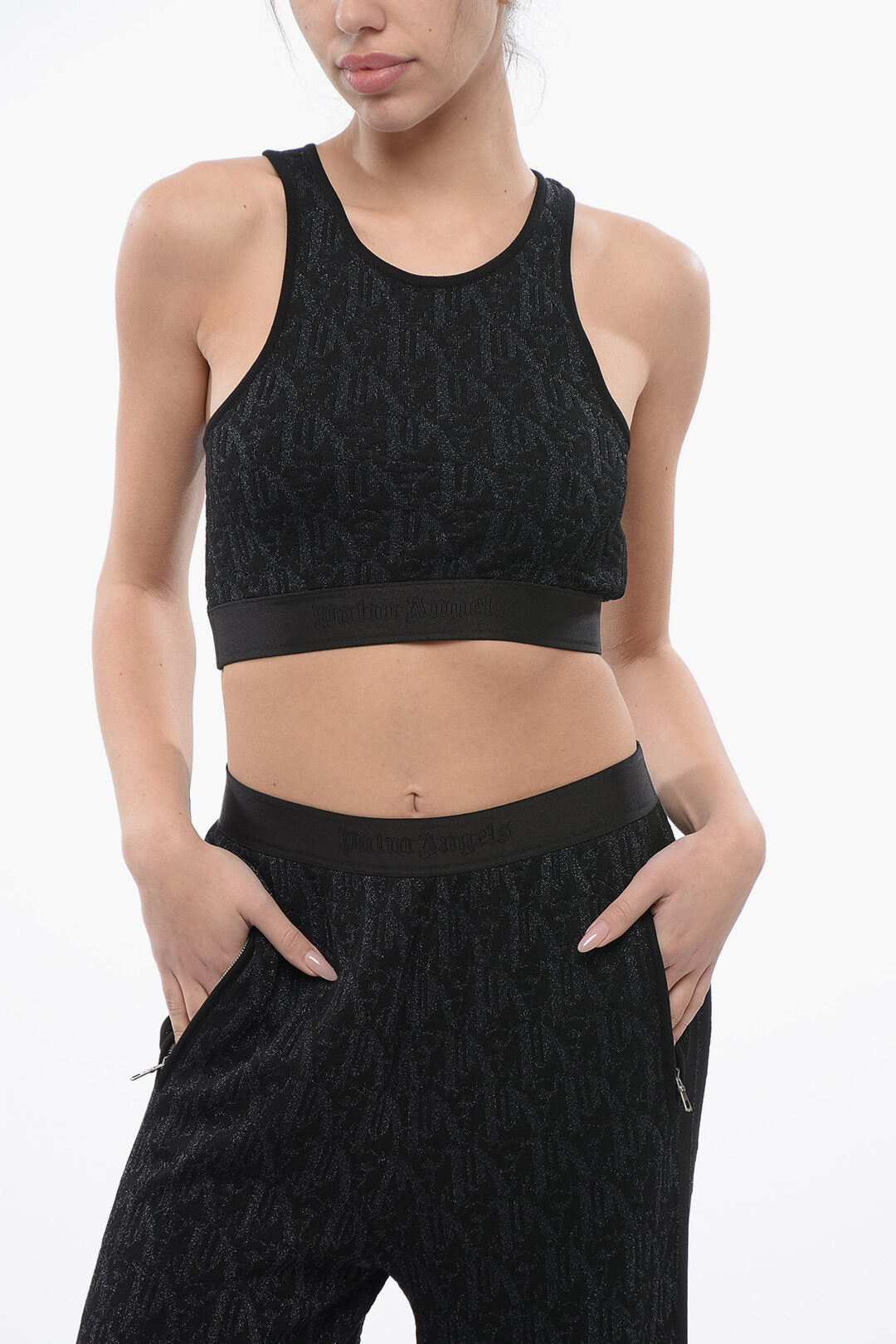 Palm Angels 3500~Lurex Monogram Crop Top