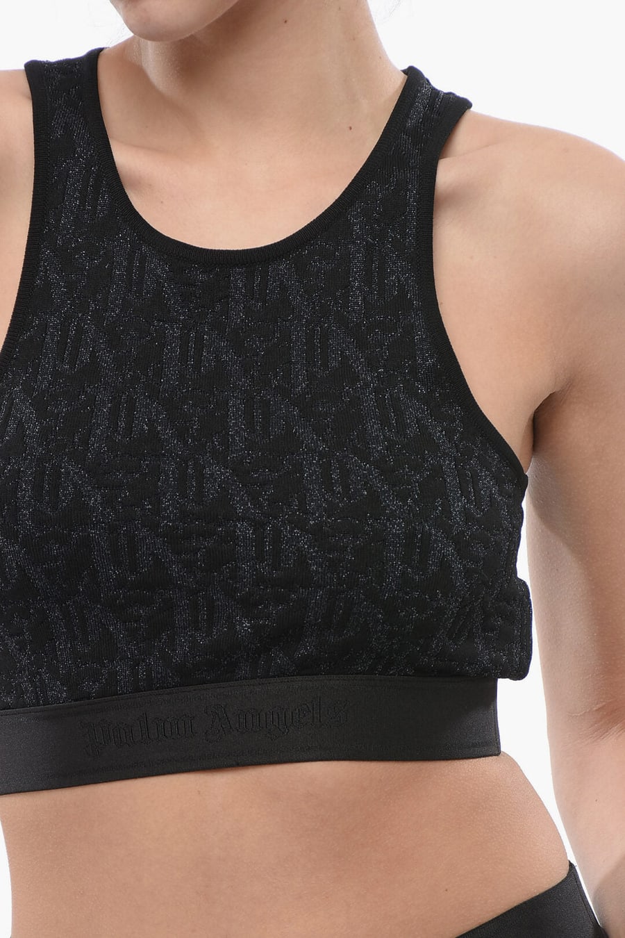 Palm Angels 3500~Lurex Monogram Crop Top, view 3