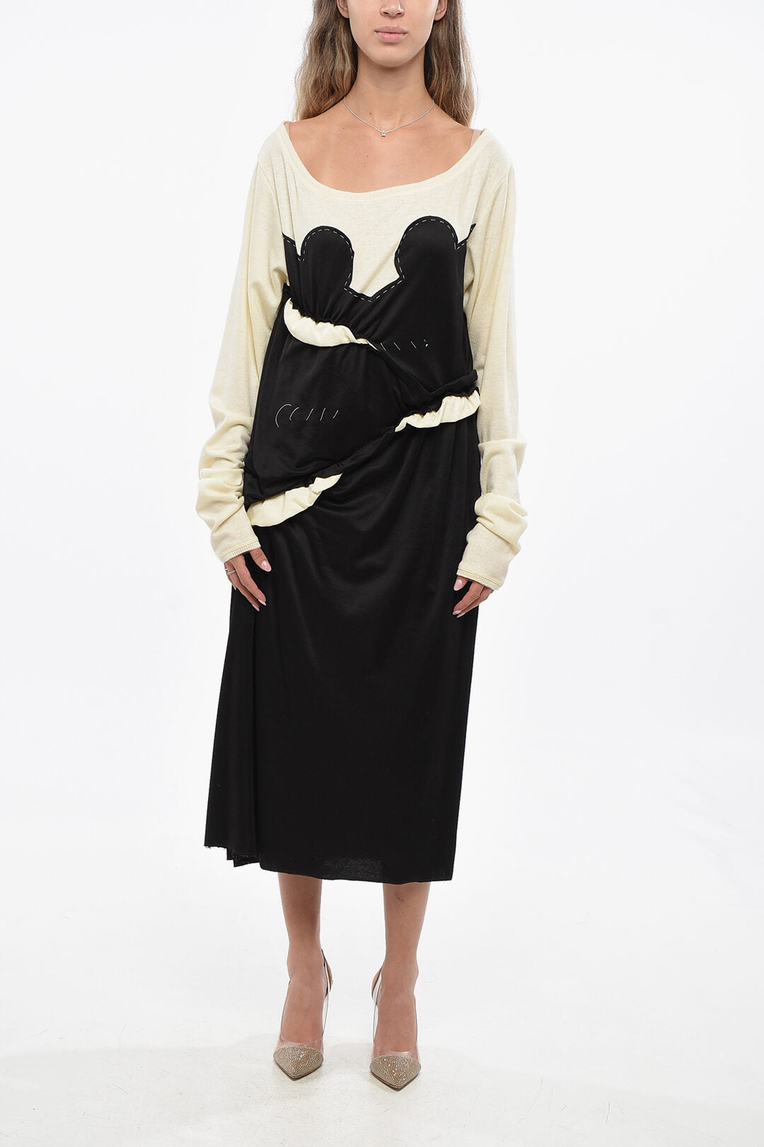 Maison Margiela 3500~MM1 MM10 Knit Dress with Satin Details