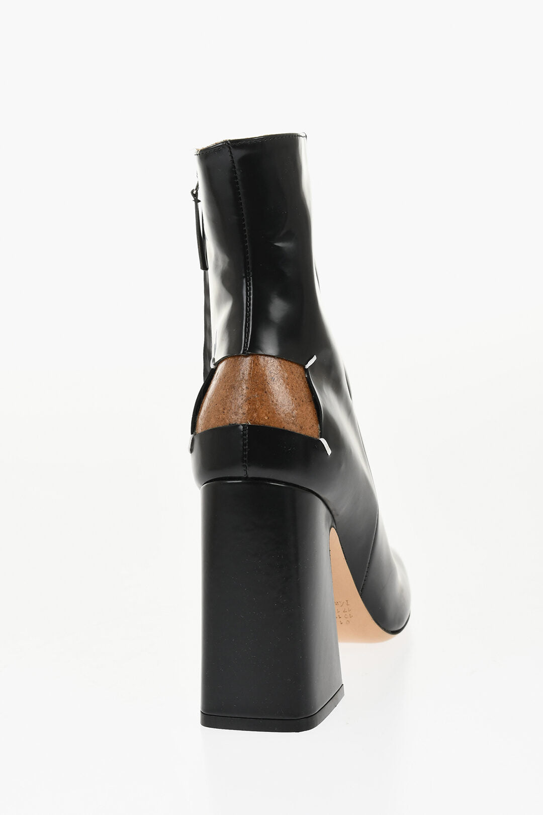 Maison Margiela 3500~MM22 Brushed Leather Ankle Boots with Square Toe and 10.5 cm Heel, view 2