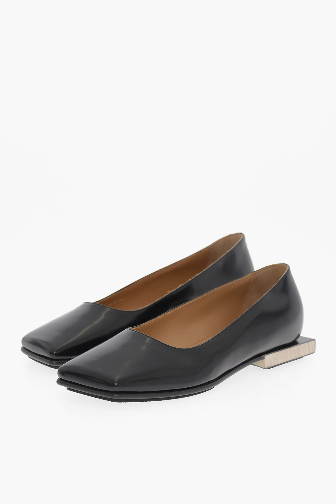 Maison Margiela 3500~MM22 Patent Leather Ballerinas with Square Heel