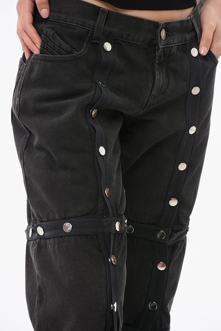 The Attico 3500~Modular Baggy Jeans with Snap Buttons 26cm, view 3