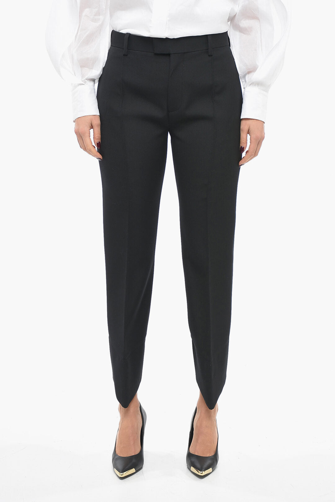 Bottega Veneta 3500~One-Pleat Wool Trousers with Curved Design