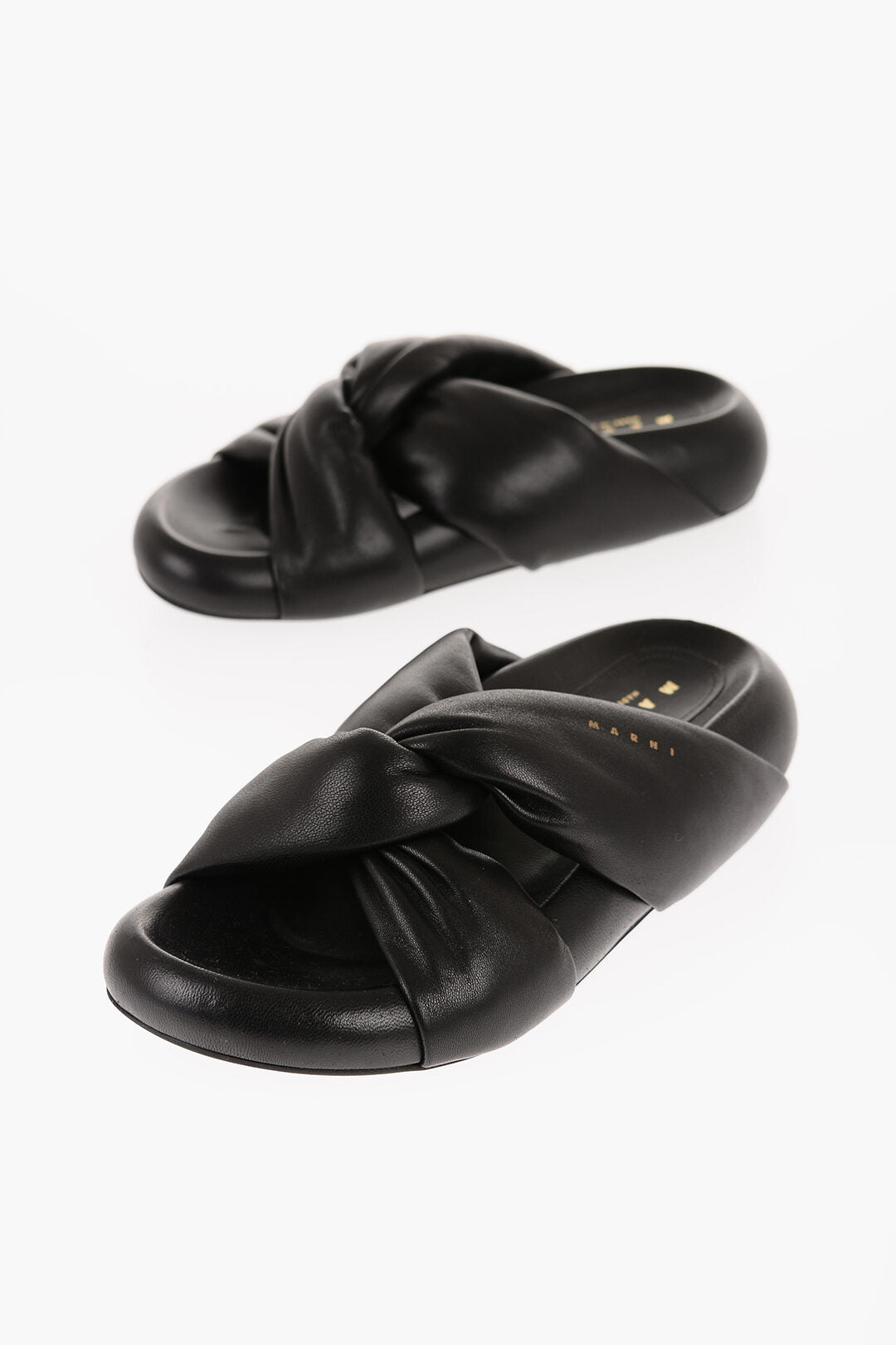 Marni 3500~Padded Leather Sandals with Braided Strap