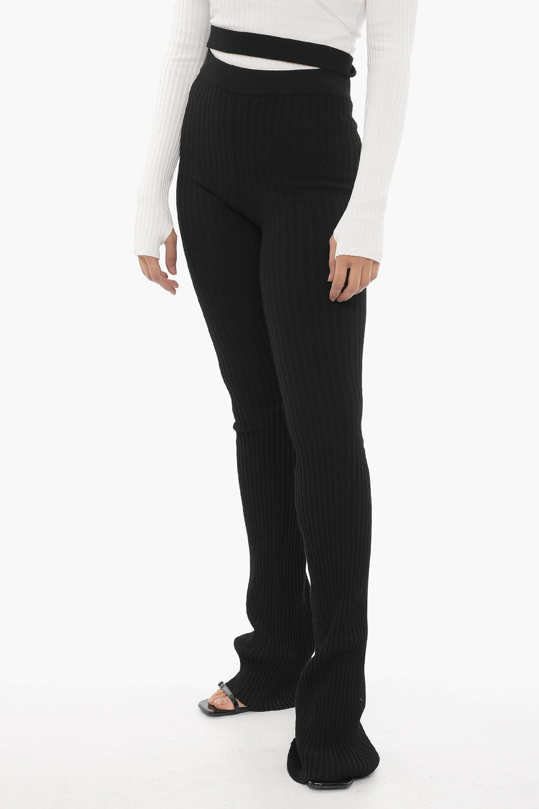 ANDREĀDAMO 3500~Ribbed Boot-Cut Pants