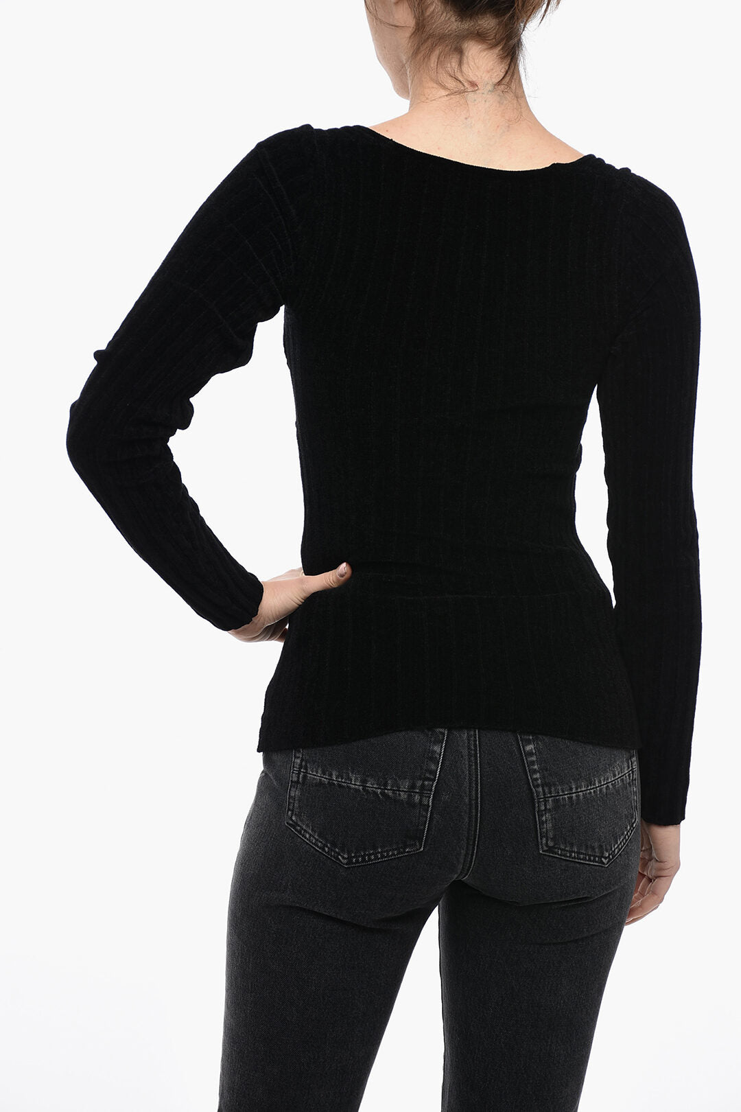 MSGM 3500~Ribbed Chenille Top with Cross-Over Detail