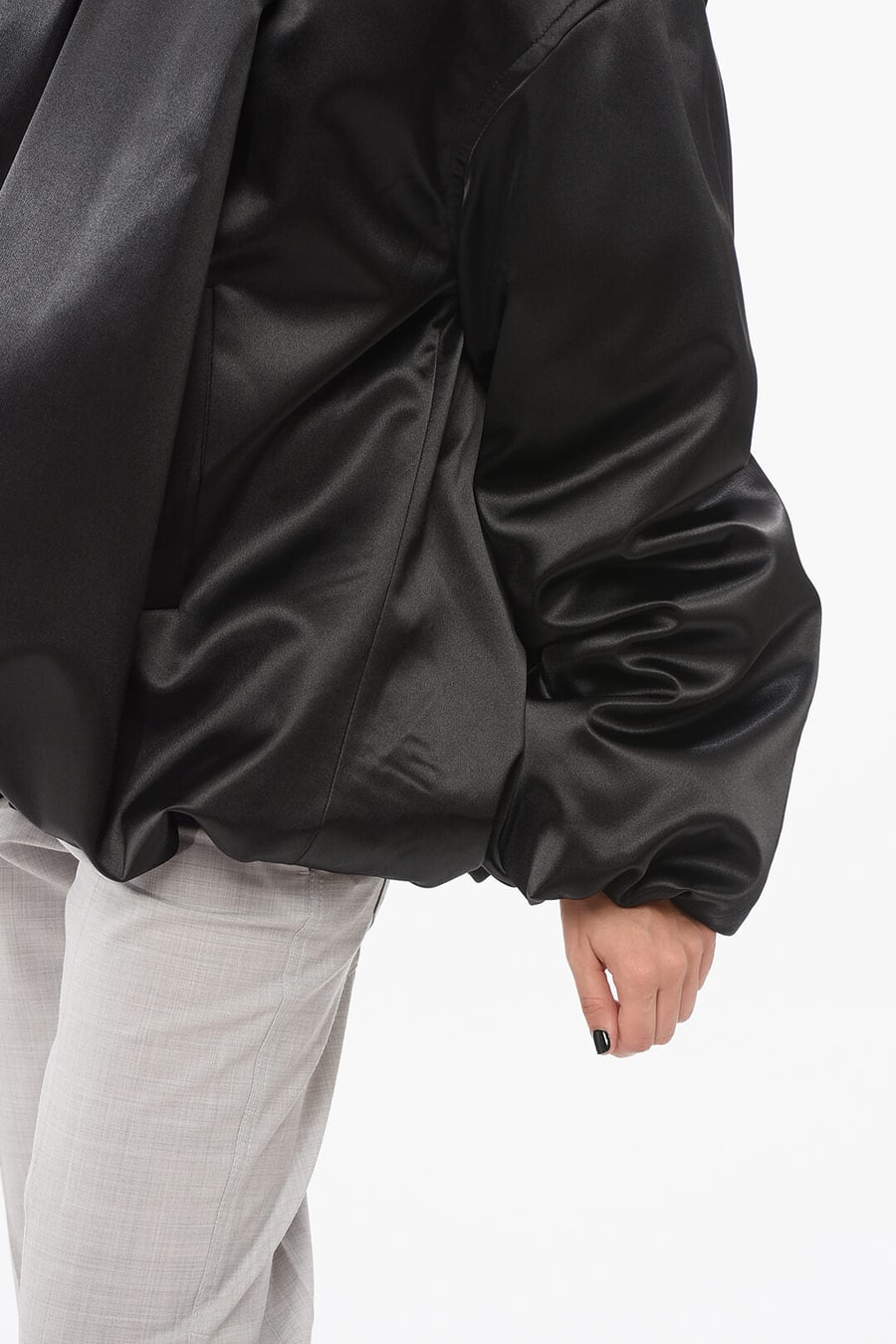 We11done 3500~Satin Bomber Jacket with Draping, view 3