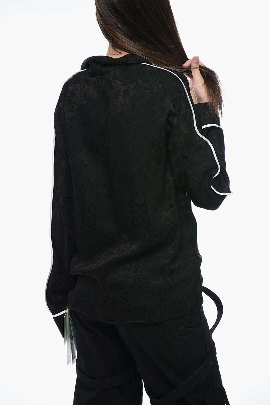 Off-White 3500~SEASONAL Brocade Blouse With Contrast Piping