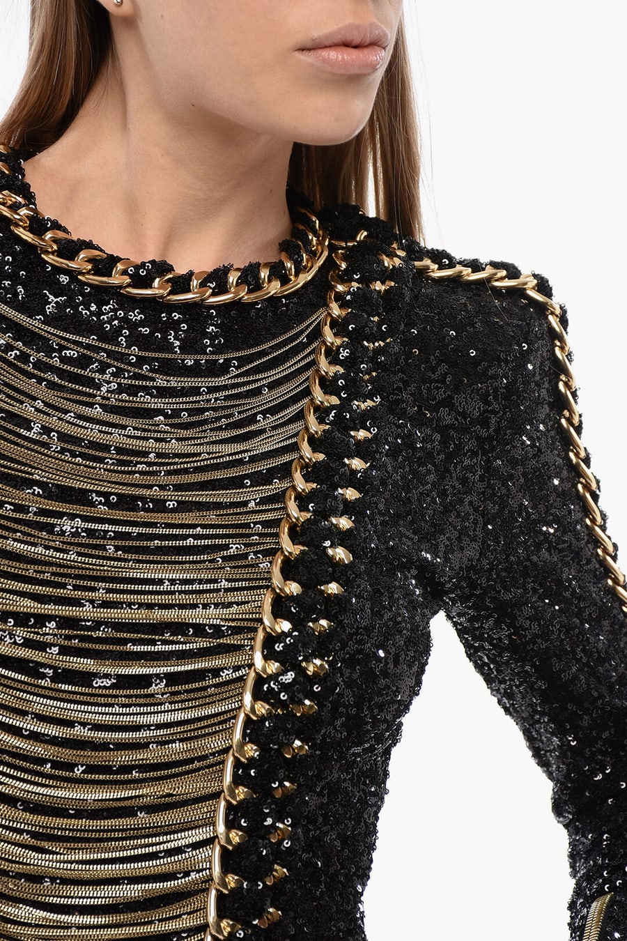 Balmain 3500~Sequin Dress With Chains, view 2