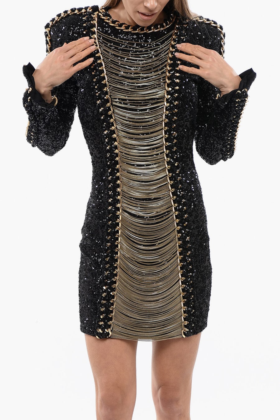 Balmain 3500~Sequin Dress With Chains, view 3