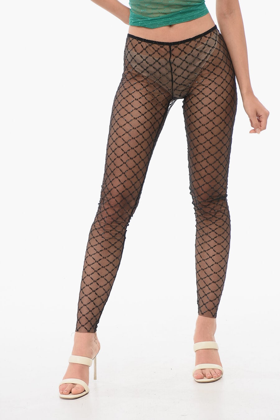 Dsquared2 3500~Sequin-Embroidered Mesh Tights
