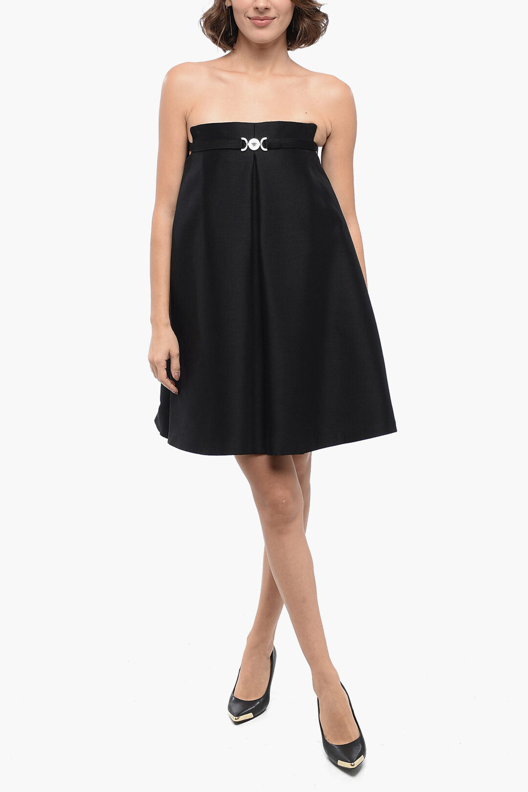 Versace 3500~Sleeveless Trapeze Dress with Cartridge Pleats