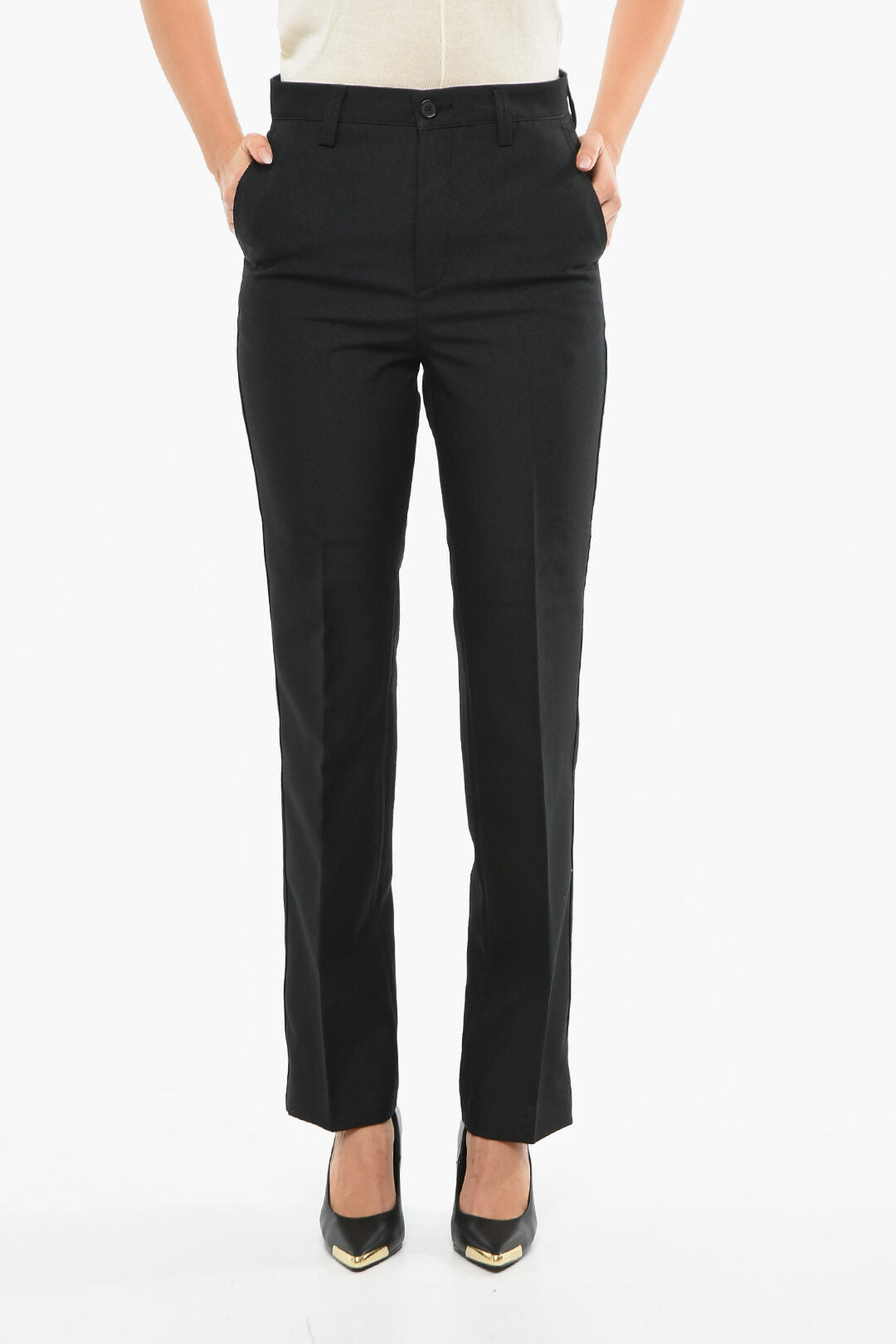 Department 5 3500~Solid-Color Chino Trousers with Belt Loops