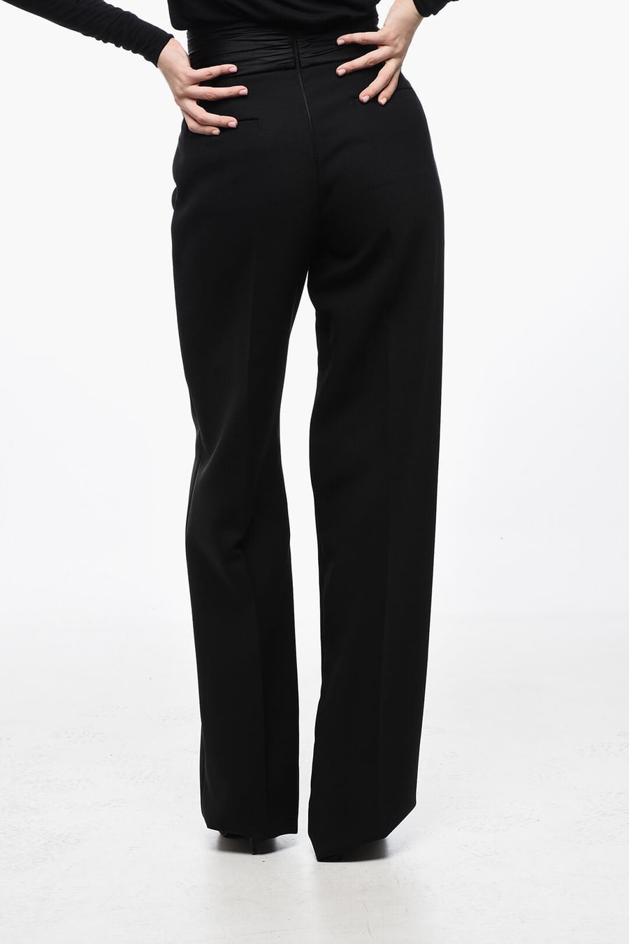 LaQuan Smith 3500~Tailored Trousers with Double Pleats and Waist Sash