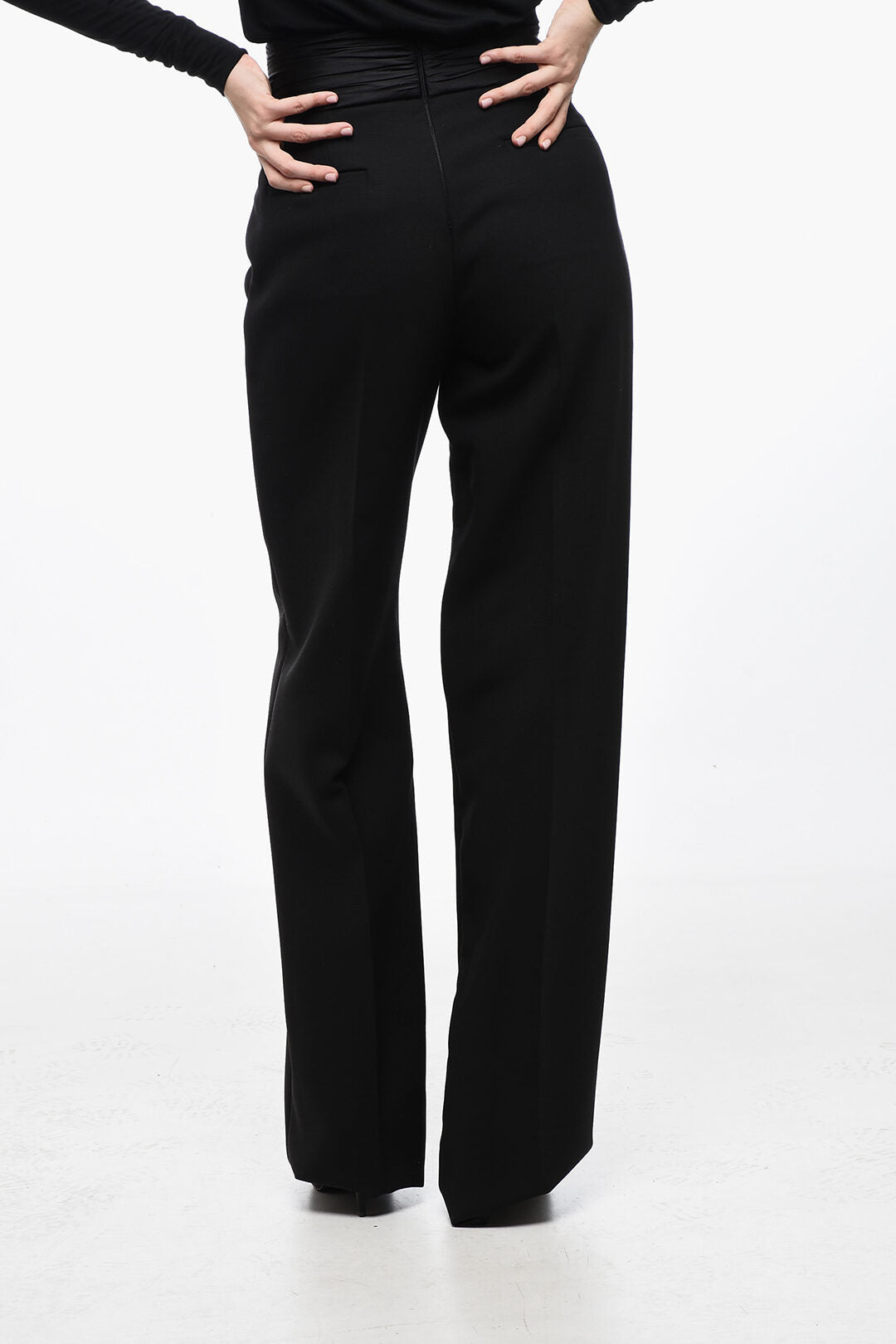 LaQuan Smith 3500~Tailored Trousers with Double Pleats and Waist Sash, view 2