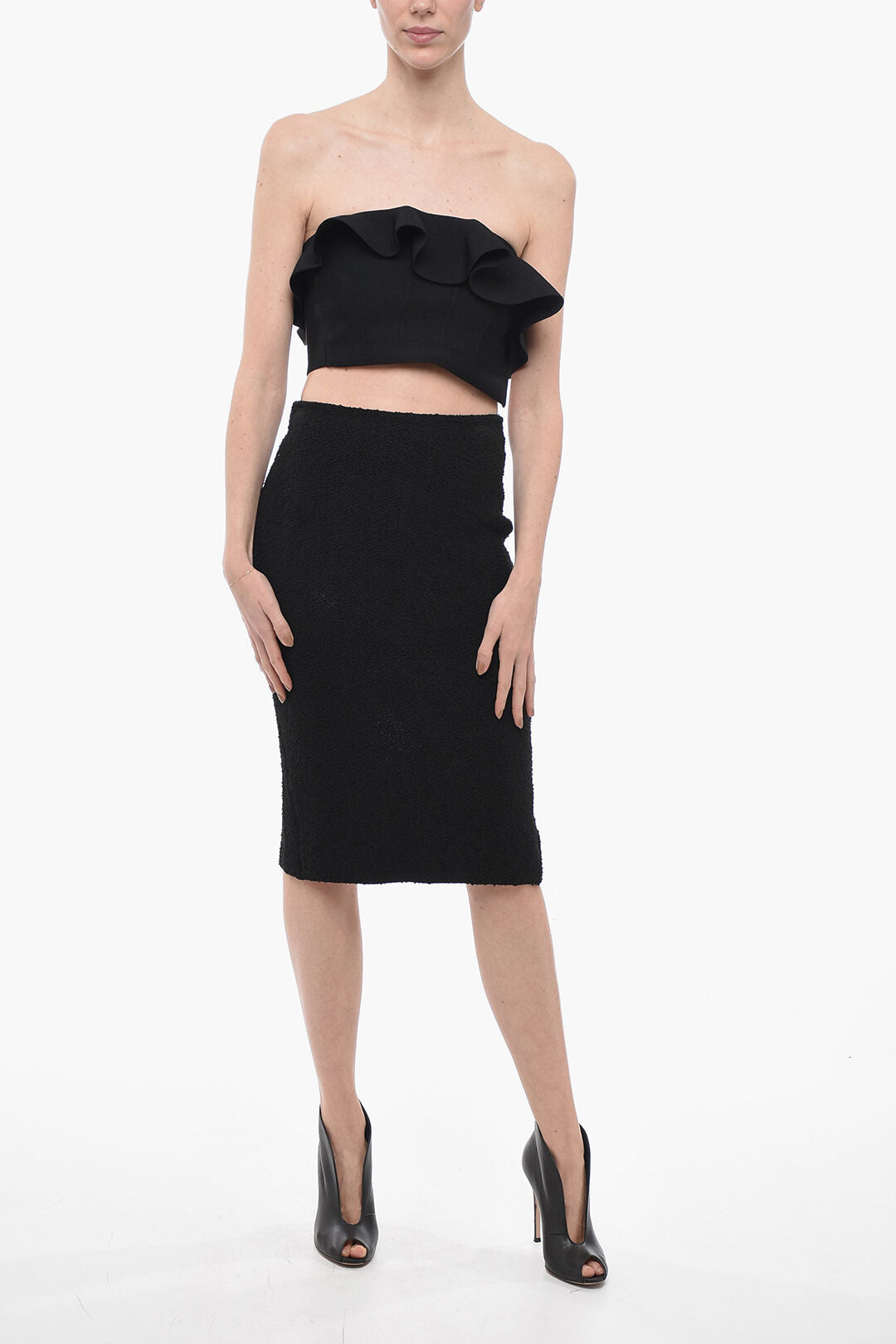 Bottega Veneta 3500~Textured Pencil Skirt with Back Vent