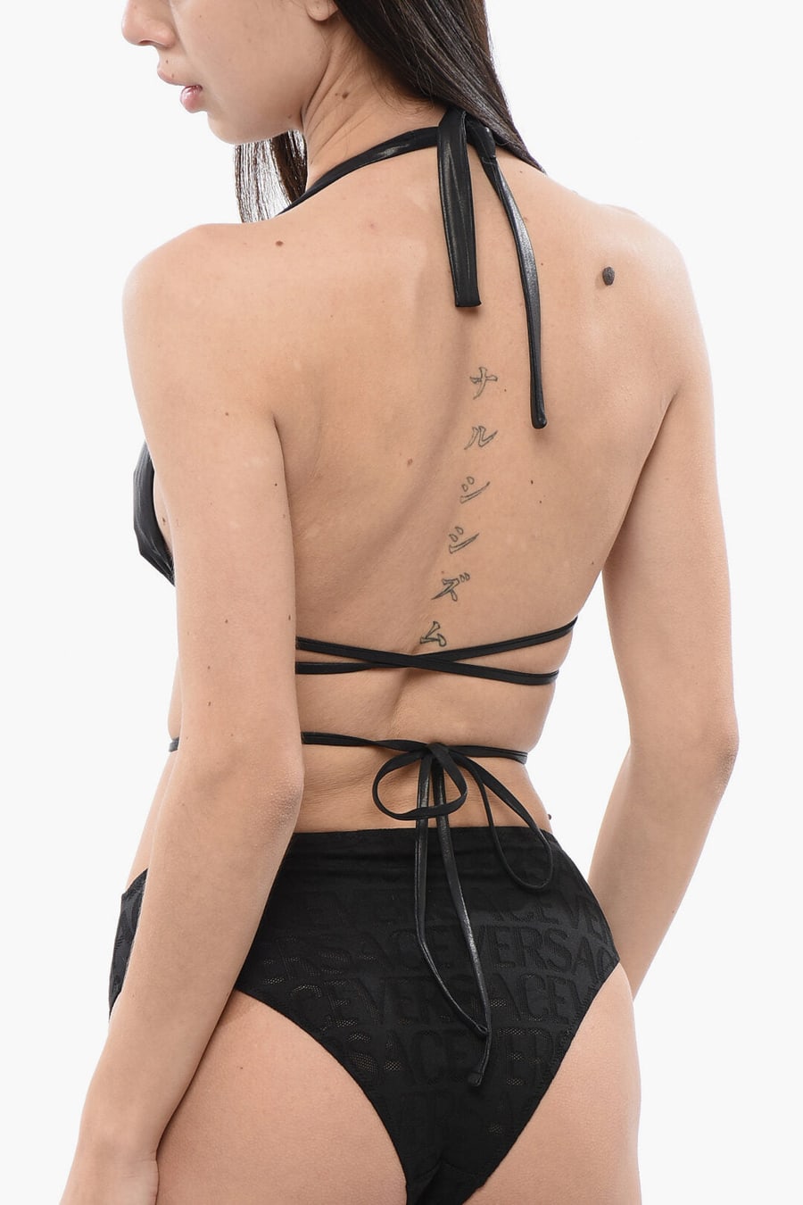 Versace 3500~Triangle Bikini Top with LA GRECA Logo, view 2