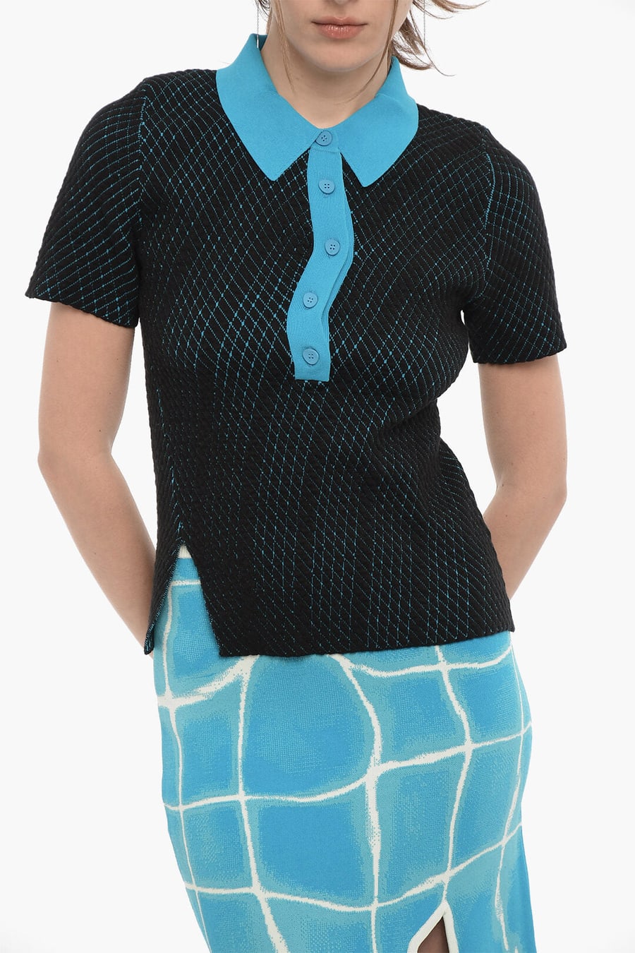 PH5 3500~Two-Tone Polo with 5 Buttons